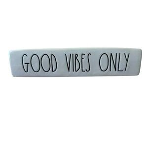 Rae Dunn "Good Vibes Only " Decor Desk Plate Ceramic Porcelain Office